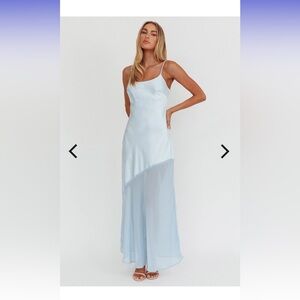 Selfie Leslie Gilded Dream Baby Blue Chiffon Maxi Dress
